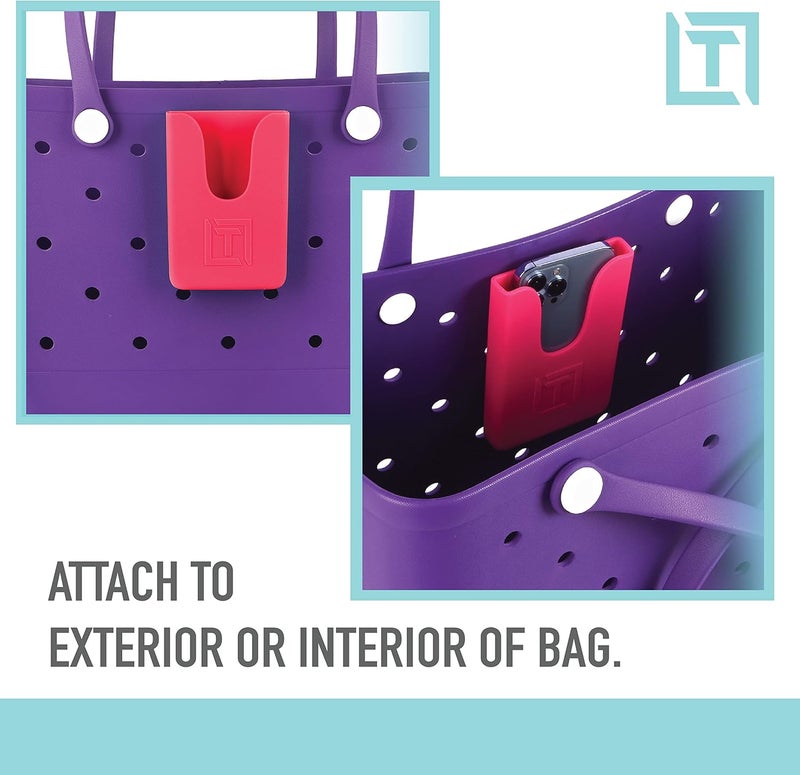 Tributary Brands - Pink Phone Holder for Bogg Bag and Simple Modern Bag - Made of Silicone and Fits All Phone Sizes - Image 2